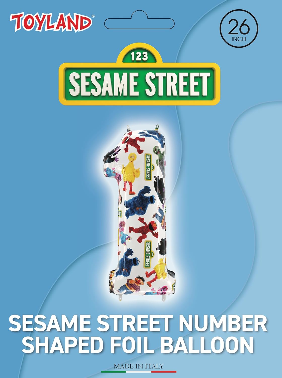 Toyland® 26” (66cm) Sesame Street™ Number 1 Foil Balloon - Kids Party Balloons - Party Decoration, Air or Helium, Self Sealing