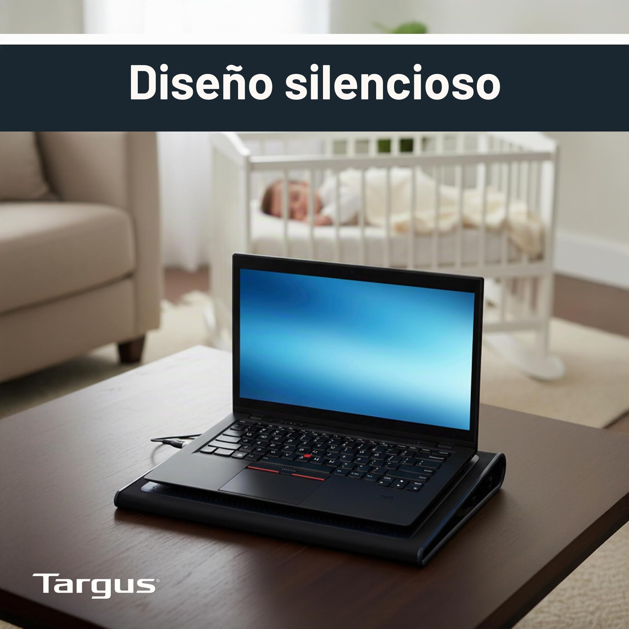 Targus Base refrigeradora para Ordenador con 2 Ventiladores, Soporte Inclinado para portátiles de hasta 17", Soporte Ventilador ergonómico y cómodo – Negro, AWE55GL