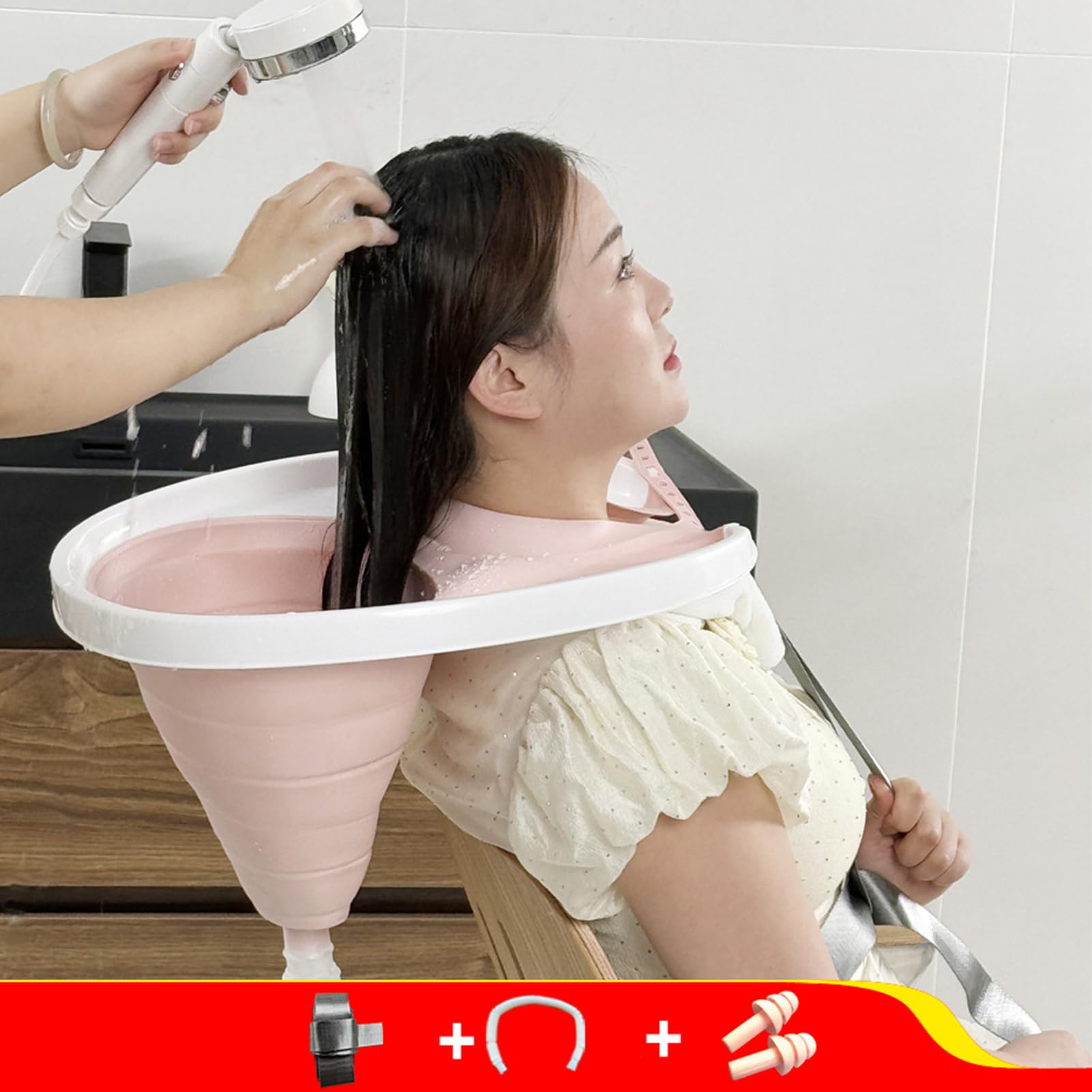 Tragbares Shampoo-Waschbecken – Tragbares aufblasbares Haarwaschbecken, faltbare Waschwanne mit Ablaufschlauch | TPE, Haarwaschgerät, mobiles Reinigungsprodukt Co