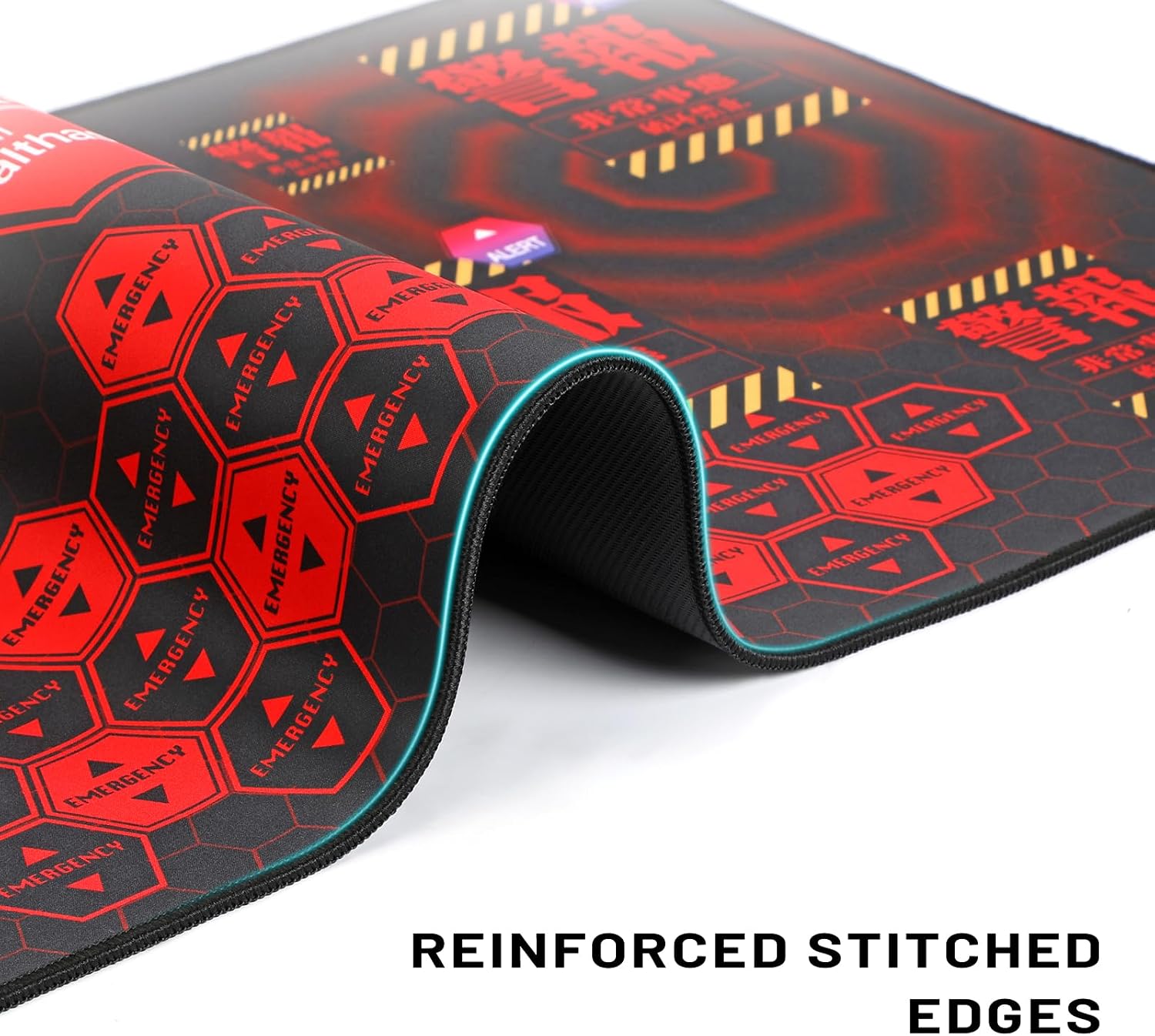 Mouse Pad, Neon Genesis Evangelion 'Alert' Design 35.4"x15.7" Big Mouse Pad - Featuring MAGI System & Emergency Warning Graphics for EVA Fans