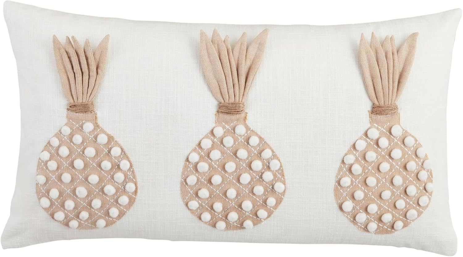 Mud Pie Lumbar Pineapple Pillow; 11" X 22"