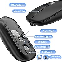 Vista 9 de QIJIAYI Ratón silencioso inalámbrico recargable delgado - Tecnología inalámbrica y Bluetooth de 2.4 G - Modos de conexión flexibles a través