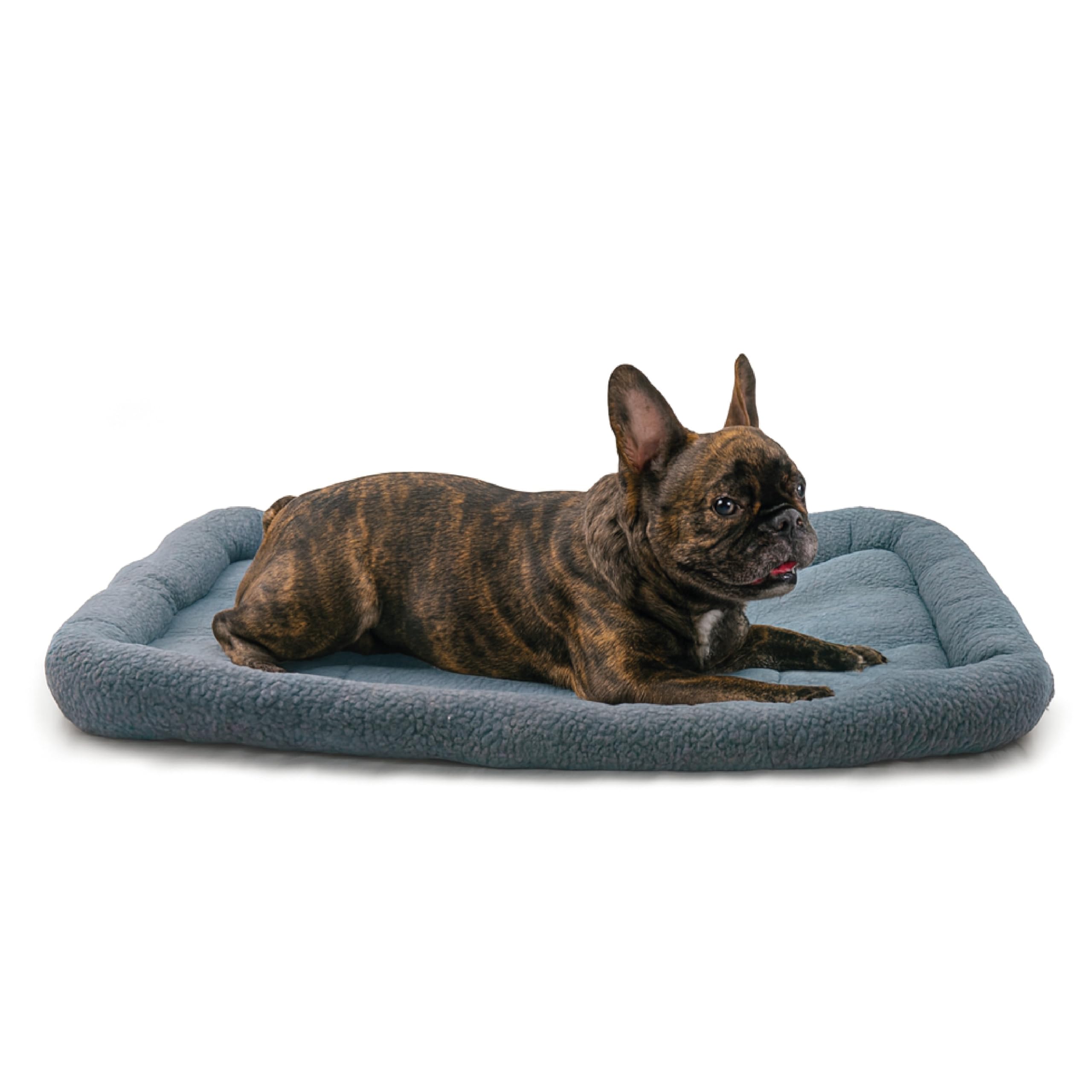 HugglePets Comfy Sheepskin Enclosed Extra Small Dog Bed - Dove Grey. Rectangular Machine Washable Dog Beds with Thick Edging and Slip-Proof Backing. Ideal as Crate Mat. Small Cat Bed.