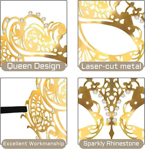Miniatura 3 de IncreDecor Máscara de mascarada para parejas, para mujeres y hombres, máscara de Mardi Gras, máscara de metal para disfraz de Halloween, máscaras