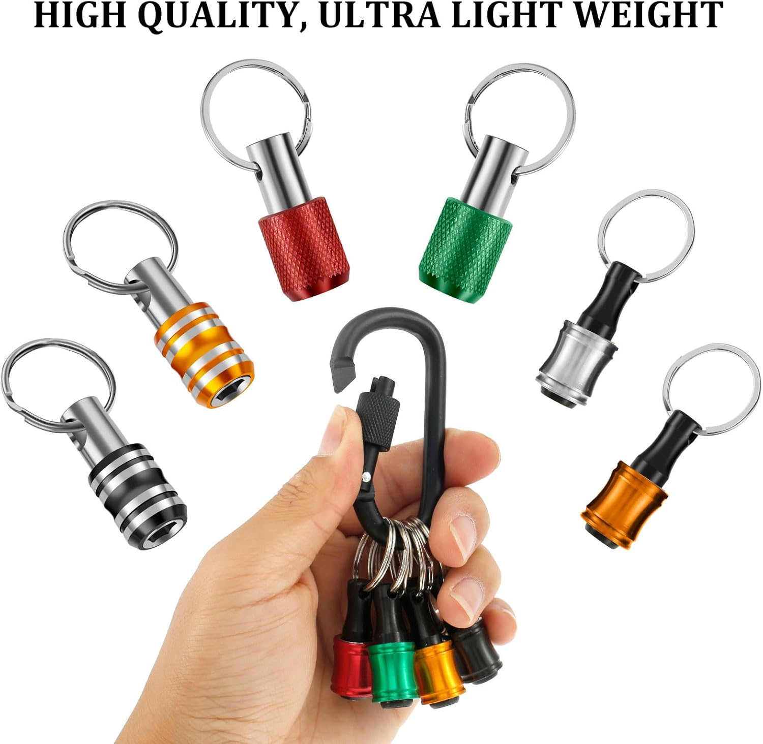 19Pcs 1/4 Inch Hex Shank Screwdriver Bit Holder Aluminum Alloy Extension Bar Keychain Screw Adapter Lightweight Keychain Bit Holder Drill Screw Adapter for Drills Screwdriver