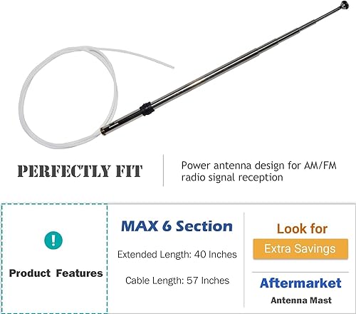 Miniatura 2 de Anina Antena de alimentación compatible con Lexus ES250-ES300-GS300-LS400-SC300-SC300-SC300-SC400-SC430 - mástil de antena para radio AMFM