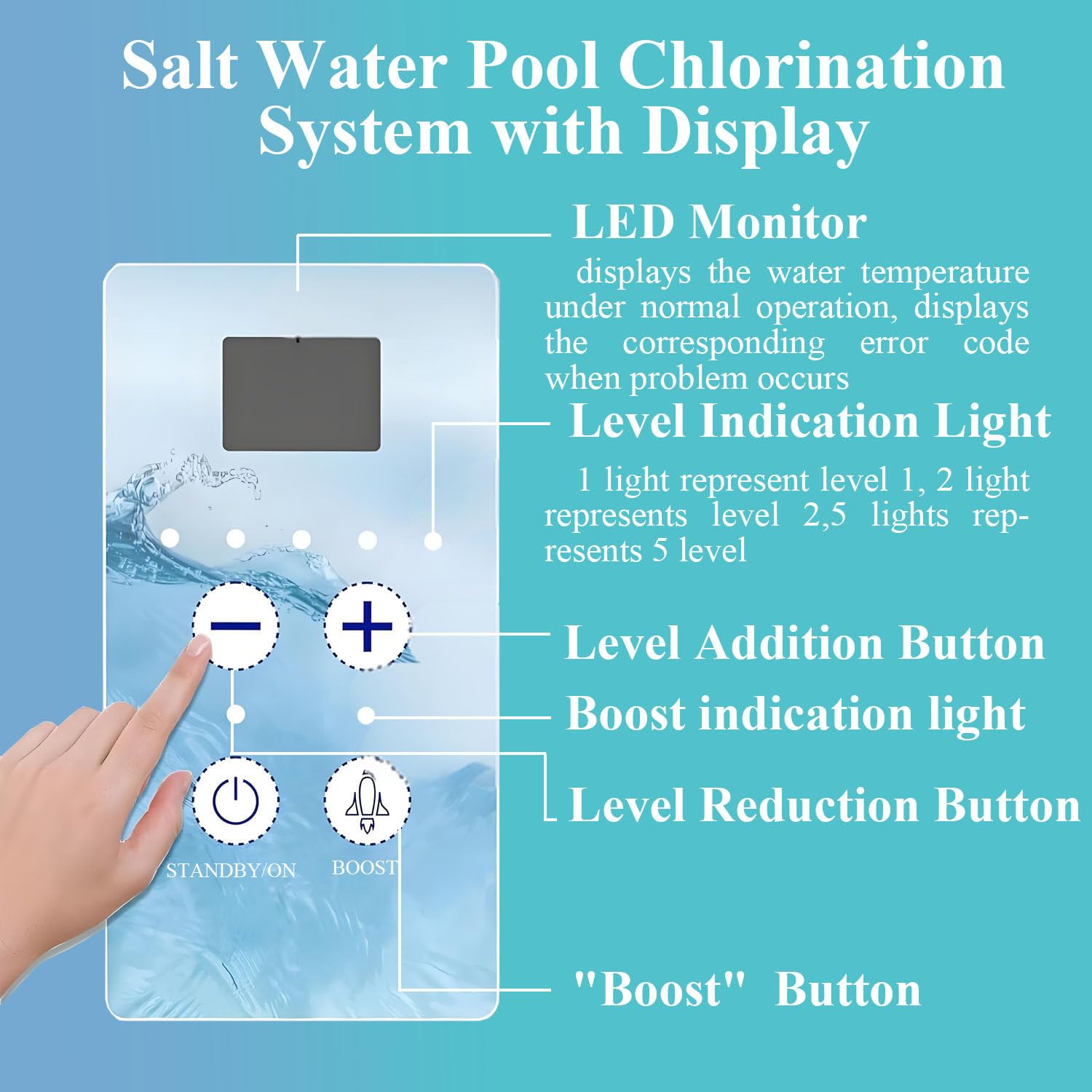 Système de Chlore pour Piscine à Eau salée à Nettoyage Automatique, générateur de Chlore pour Piscine à Eau salée Claire, Fonctionnement Simple, pour spas et jacuzzis 8g/h