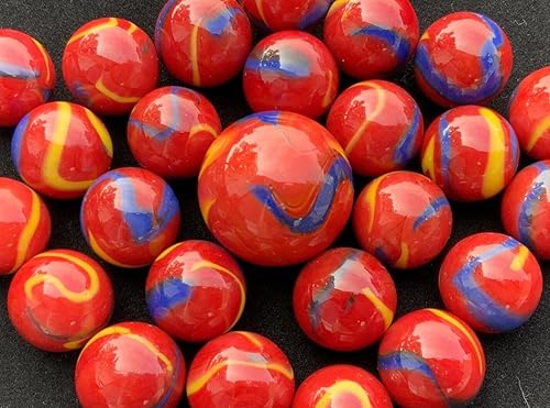 Miniatura 3 de 25 canicas de vidrio guacamayo escarlata rojoazulamarillo Superman estilo clásico paquete de juego (24 jugadores, 1 tirador) decoraciónrelleno de