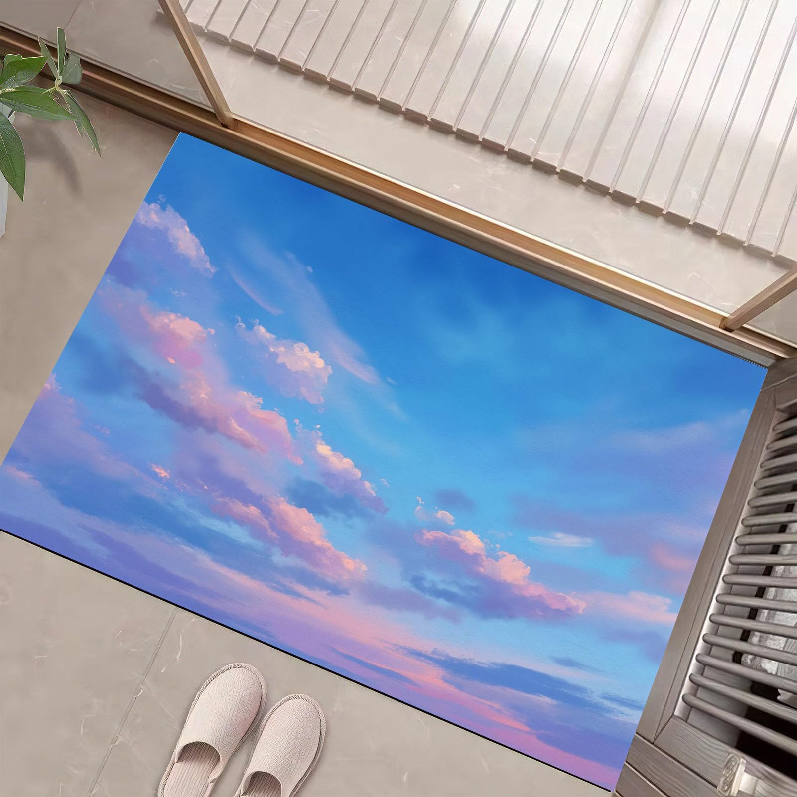 Tapis de bienvenue ciel nuageux antidérapant et absorbant pour la maison