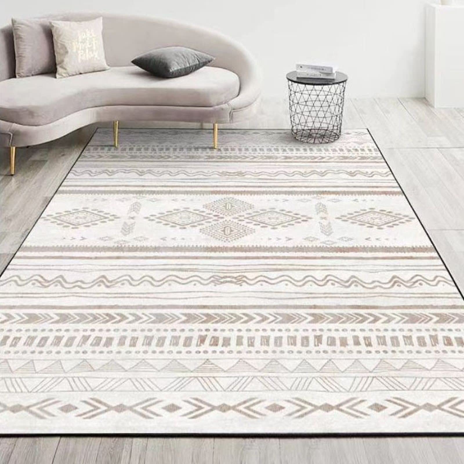 Grand tapis de salon style nordique lavable, revêtement peluche douce de dimension 160x230cm