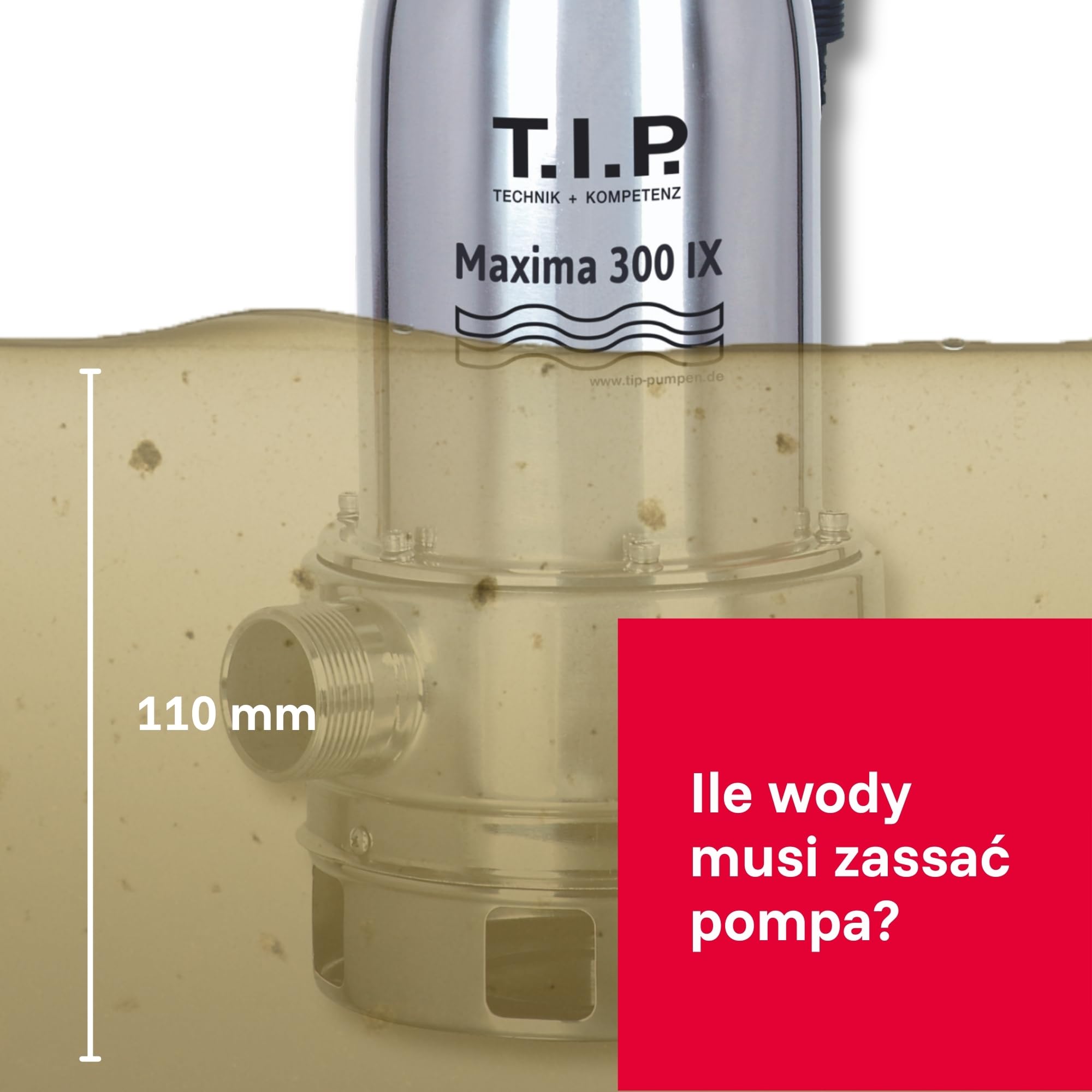 T.I.P. TVX 7000 Pompa Zatapialna do Brudnej Wody + T.I.P. 31008 Wąż do Pomp Zatapianych 10 m – Automatyczna, Edelstahl