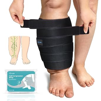Sylong Swelling Edema Calf Compression Wrap Adjustable Sleeve For Lower Leg Lymphedema Circulation M