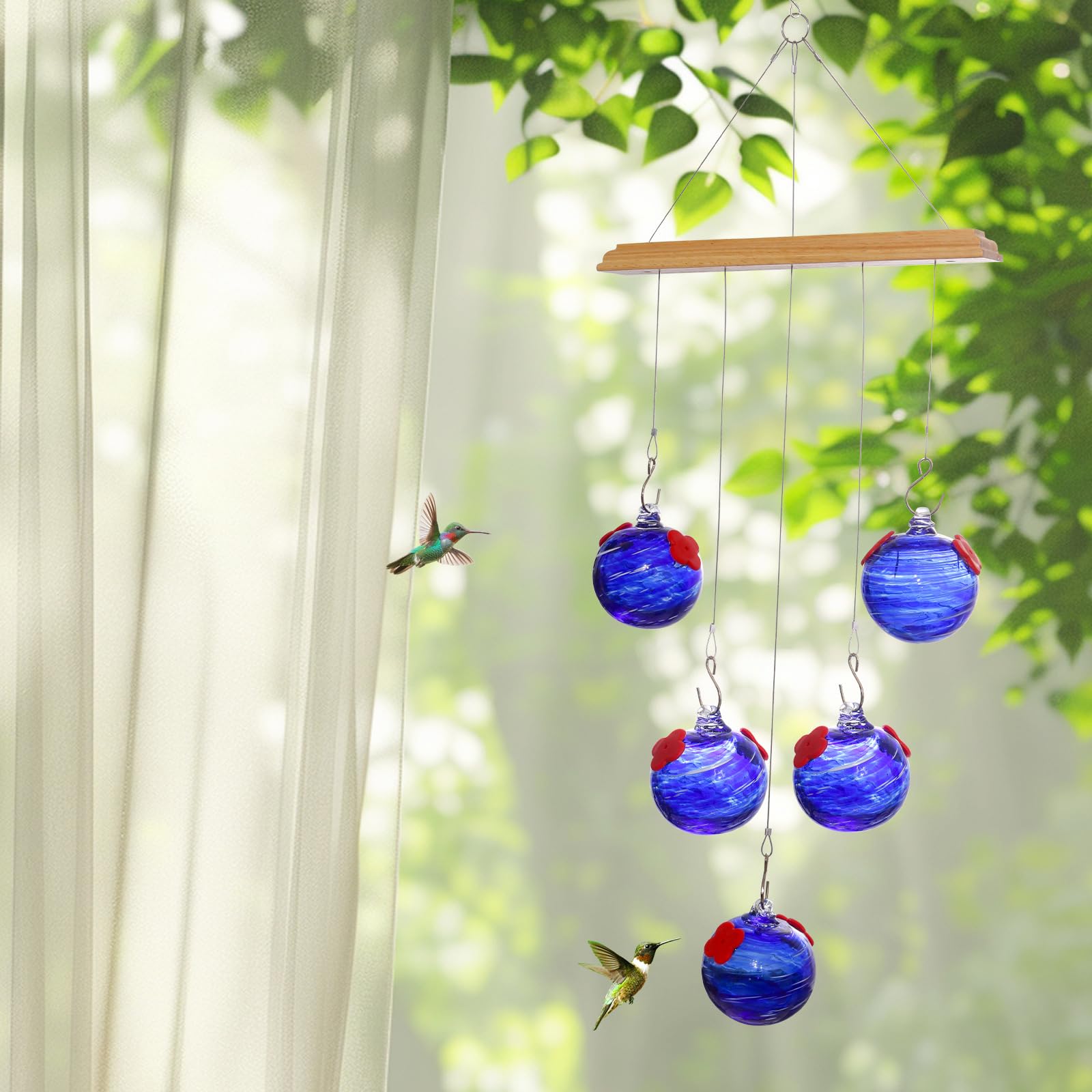 Attrattori per colibrì di grande capacità, in vetro trasparente leggero, facile installazione per l'alimentazione di uccelli selvatici tutto l'anno vista chiara mangiatoie per colibrì