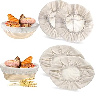 4Pcs Banneton Liner, Bread Proofing Basket Liners for Oval & Round Banneton Basket, Sourdough Bread Proofing Cover, Cloth Banneton Cover Banneton Liner for Rising Dough Home Baking Supplies (25cm)