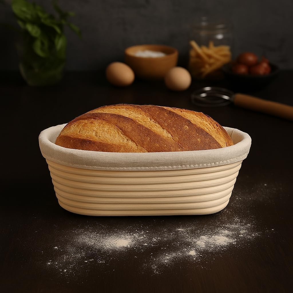 Saint Germain Bakery Premium Round Bread Banneton Basket with Liner - Perfect Brotform Proofing Basket for Making Beautiful Bread (10 inch Oval) - Image 7