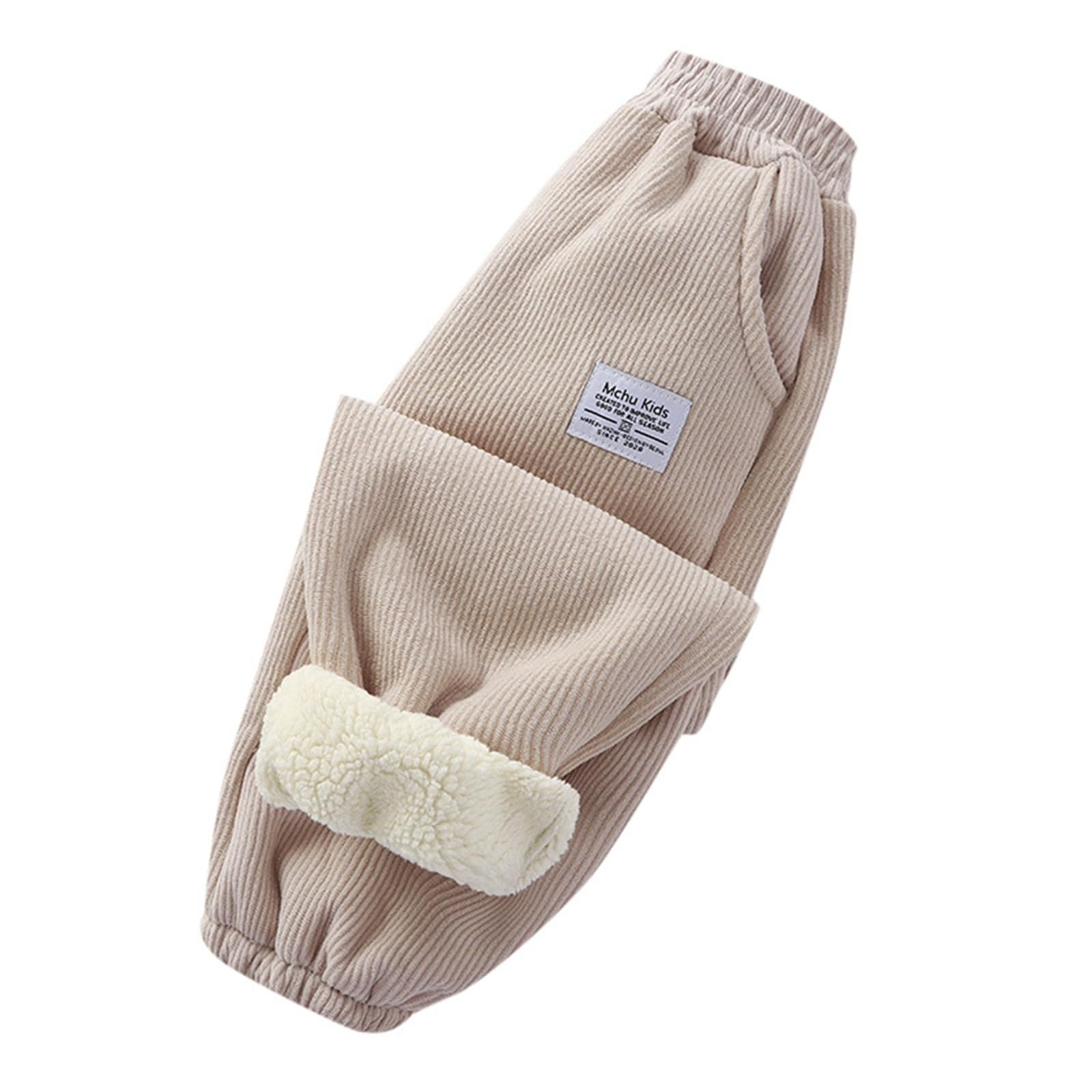 Pantalones de pana para niño con forro polar grueso de invierno 5