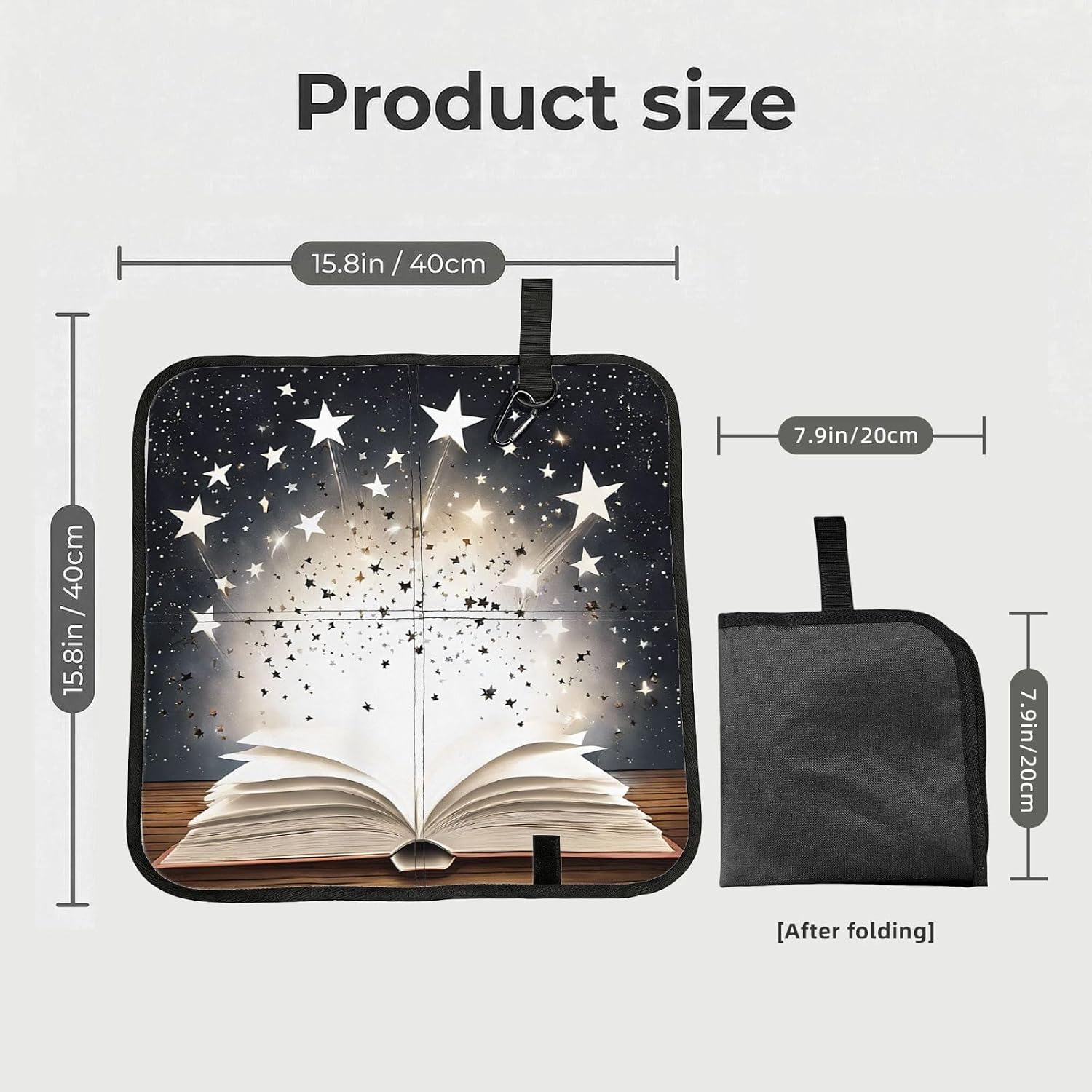 (Magic Book) Sitting Pad Foldable Seat Cushion Lightweight Camping Seat Mat with Hook for Outdoor Hiking Picnic Camping