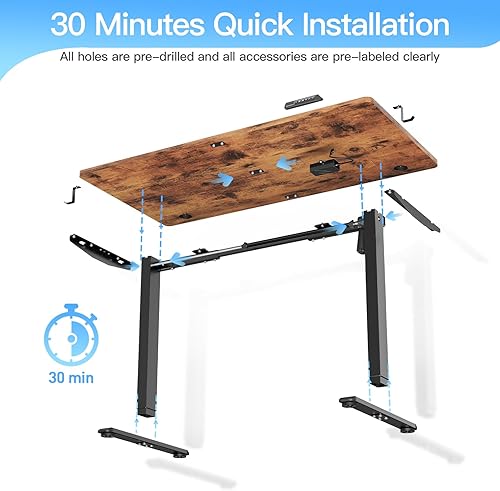 Miniatura 4 de MOUNTUP Escritorio eléctrico de pie ajustable en altura de 55 x 28 pulgadas, escritorio de pie con controlador de memoria, escritorio ergonómico de