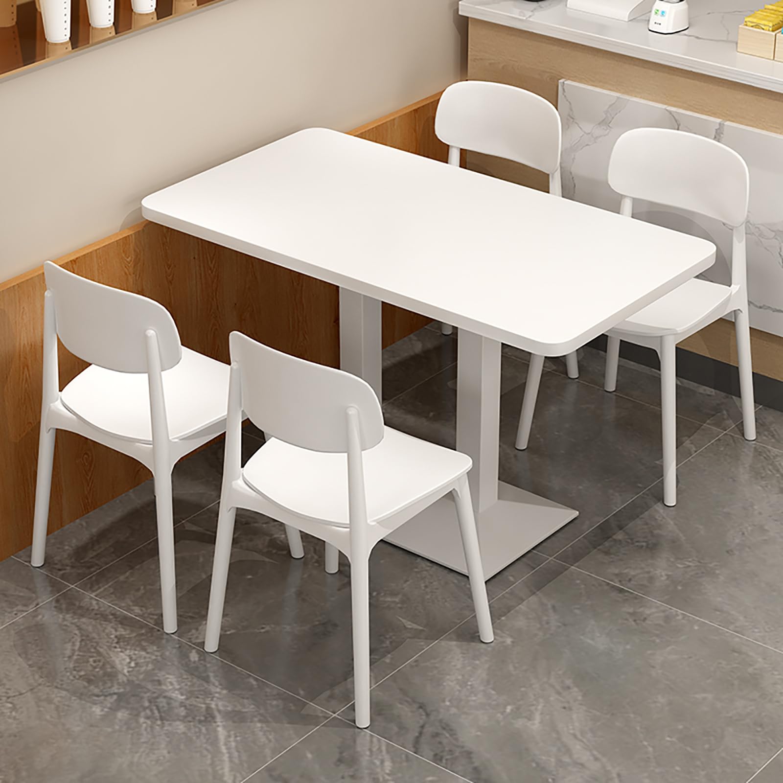Table industrielle 120 x 60 cm (L x l) - Table de pub de cuisine avec métal noir et dessus en bois blanc pour bar, reurant, salle à manger à la maison