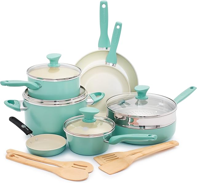 GreenPan, Rio 16-częściowy zestaw naczynia, Turquoise