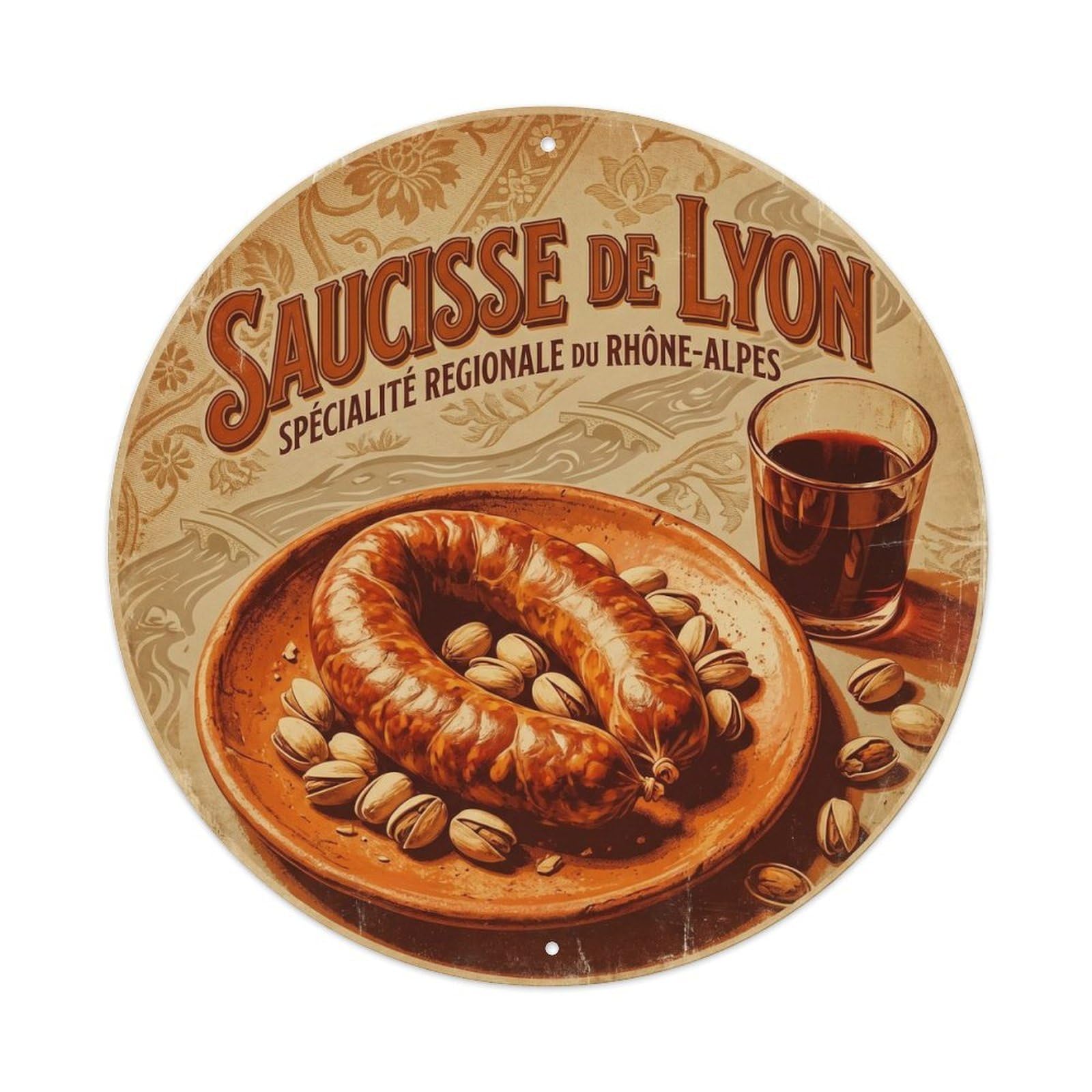 France Pistachios Cuisine Travel Lyon Saucisse Metal Tin Sign