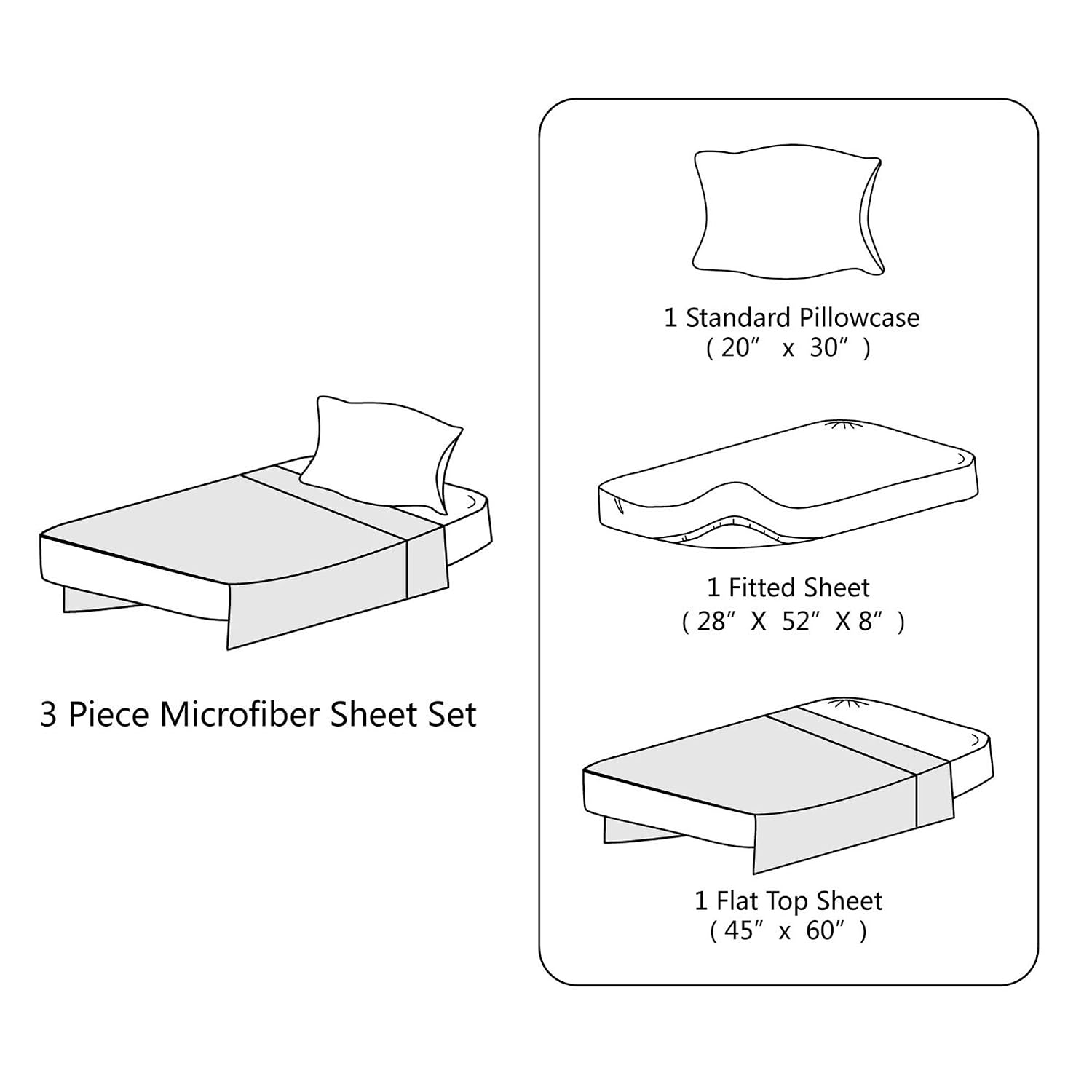 TILLYOU 3-Piece Brushed Microfiber Toddler Sheet Set for Boys Girls, Silky Soft, Breathable and Lightweight Bedding Set Includes Flat Sheet, Fitted Bed Sheet and Envelope Pillowcase, Pea Green