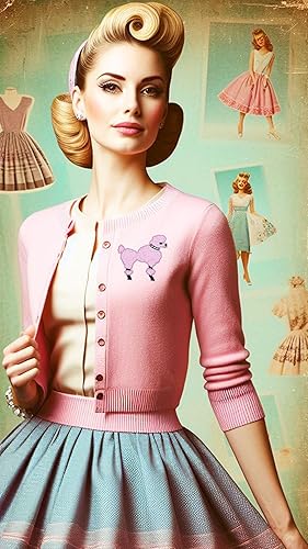 Miniatura 5 de Disfraz de mujer de los años 50 y 50, apliques de caniche rosa, parches bordados para planchar