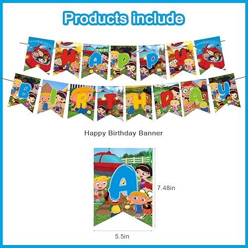 Miniatura 2 de Decoraciones de fiesta de cumpleaños de Little Einsteins, suministros de fiesta de Caroon Little Einsteins con pancarta de feliz cumpleaños,