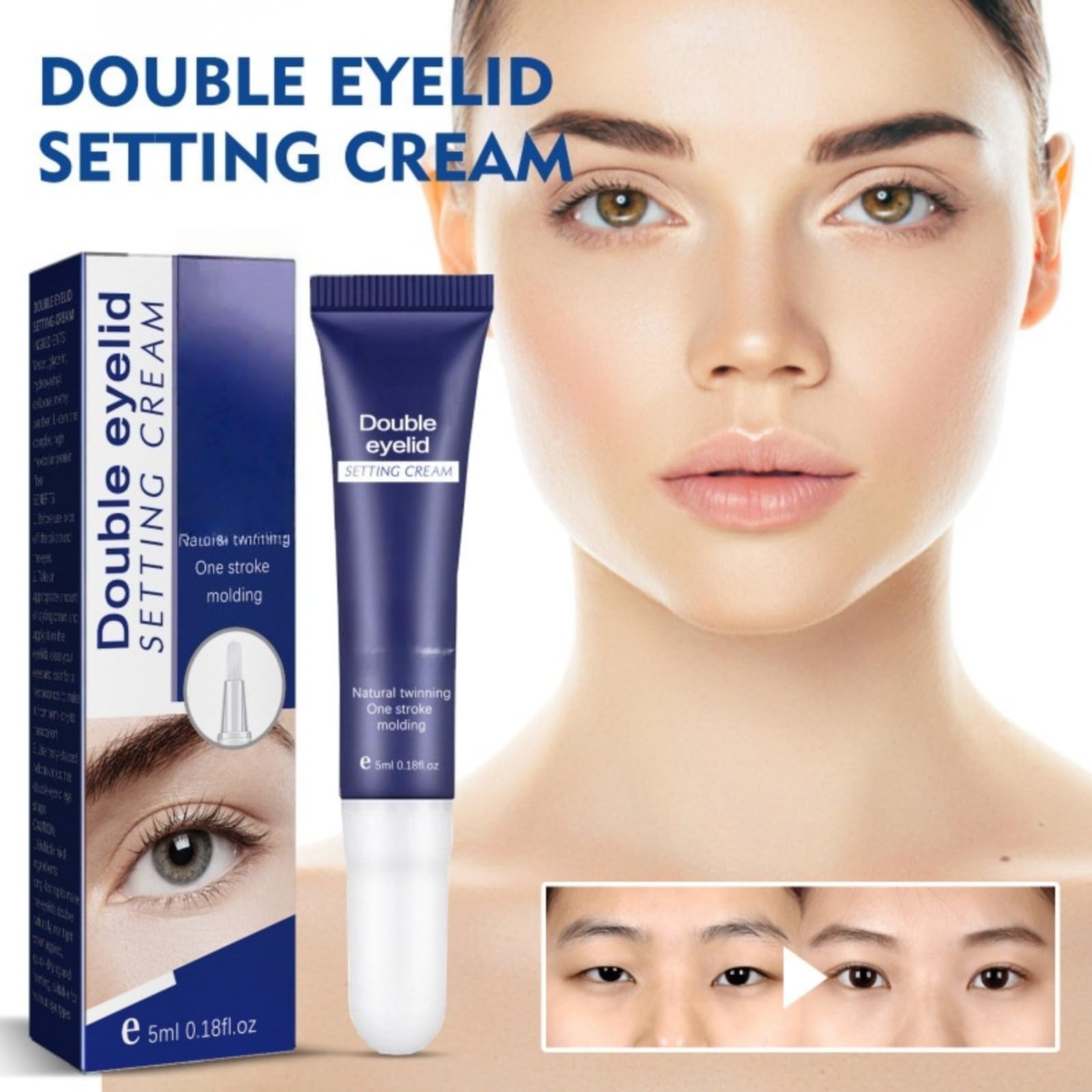 Eyelid Lifter Shaping Cream 5ml Instant Lift for Droopy Loose Hooded Eyelids, Long Lasting Reshaping Double Eyelid Cream, Waterproof & Natural Invisible Lid Styling Gel