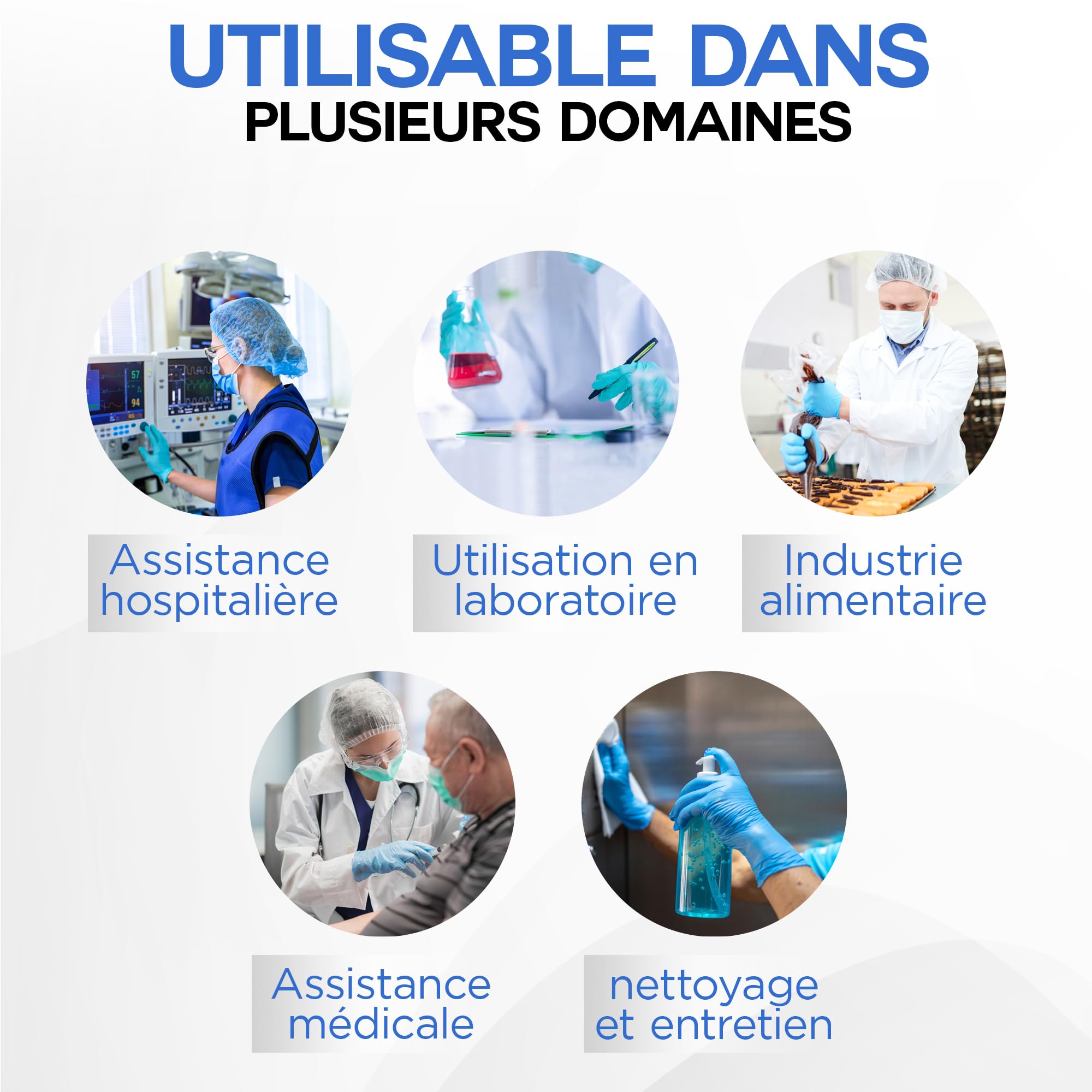 BORNOVA Lot de 1000 Gants nitrile jetables medical Gant L Bleu- Sans Latex EN375 et EN455 gant jetable gants menage gants cuisine - gants alimentaire cuisine jetable - gants nettoyage - L