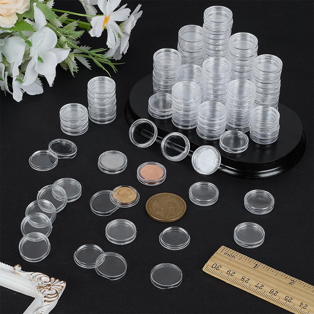 FINGERINSPIRE 160 Pcs Coin Capsules Holder for Collectors 16mm Plastic Coins Storage Box Clear Flat Round Coin Holder - Image 4