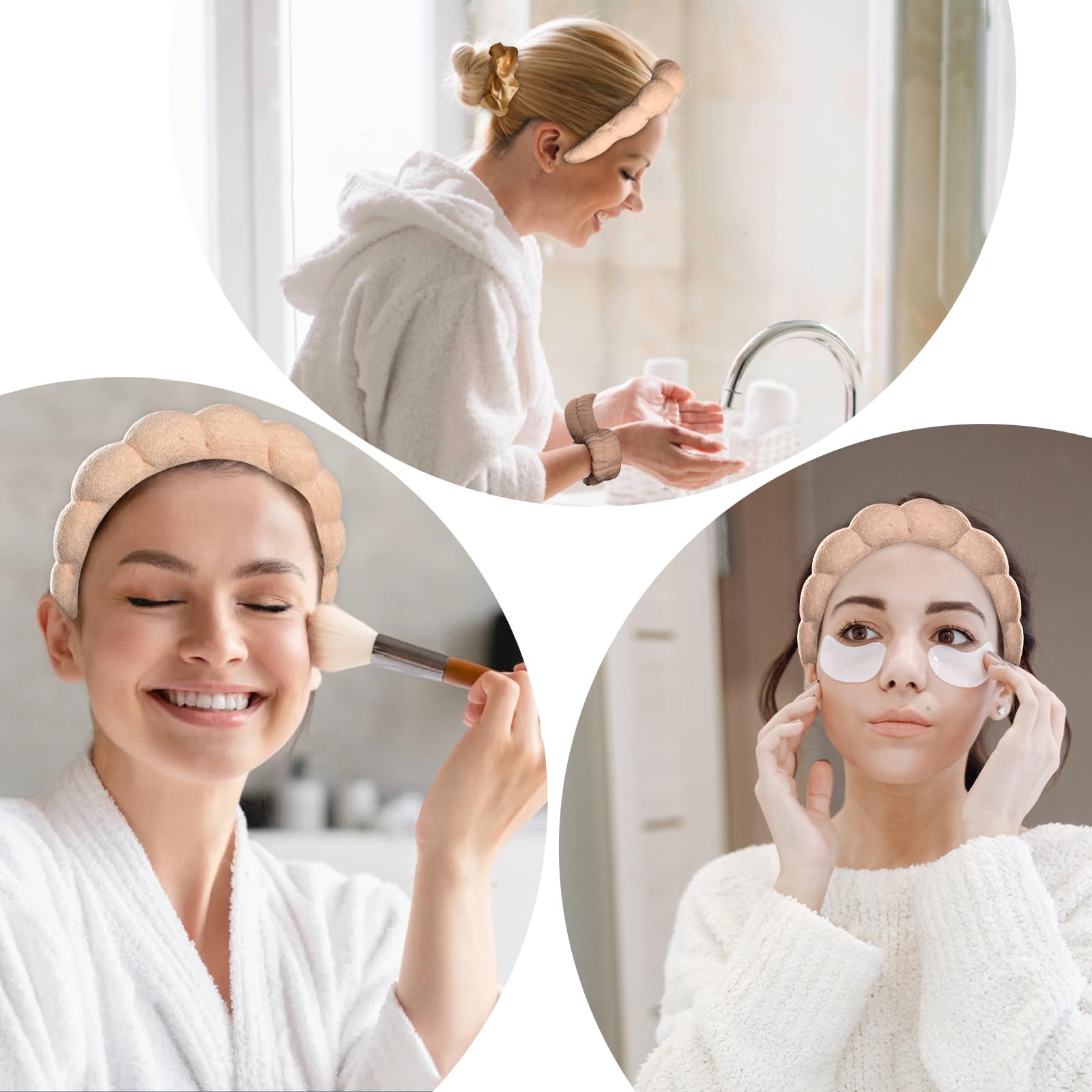 WD&CD Opaska spa dla kobiet, 1 opaska na głowę, zestaw gumek do włosów do mycia twarzy, pielęgnacji skóry, demakijażu, pod prysznic