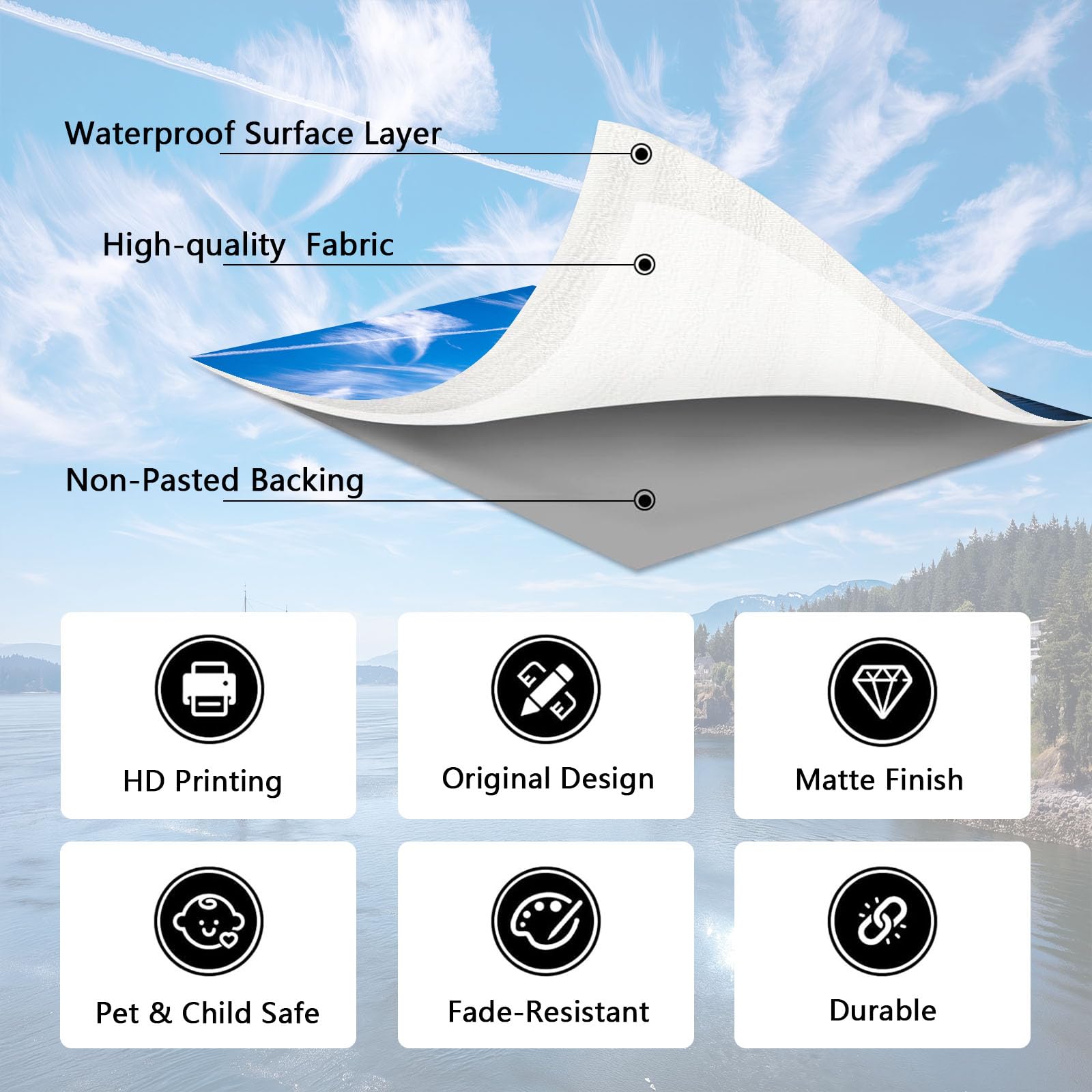 Générique Carta da parati con barca a vela, cielo blu, 300 x 210 cm (WxH) Poster gigante da parete 3D, moderno minimalista da parete, murale in tessuto non tessuto per soggiorno, camera da letto e