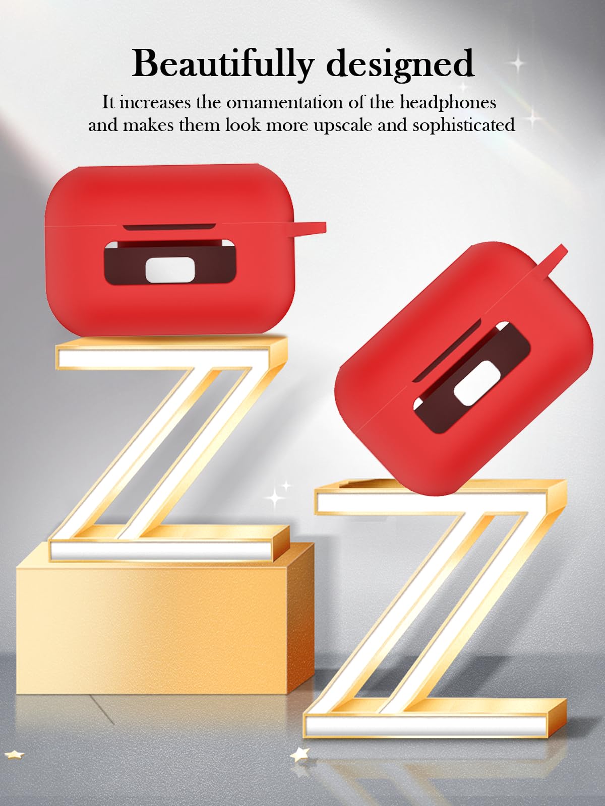 Funda para auriculares inalámbricos TOZO NC9 híbridos con cancelación activa de ruido, protección suave, funda de silicona BOVUGAC con llavero, kit de limpieza y cordón, color rojo