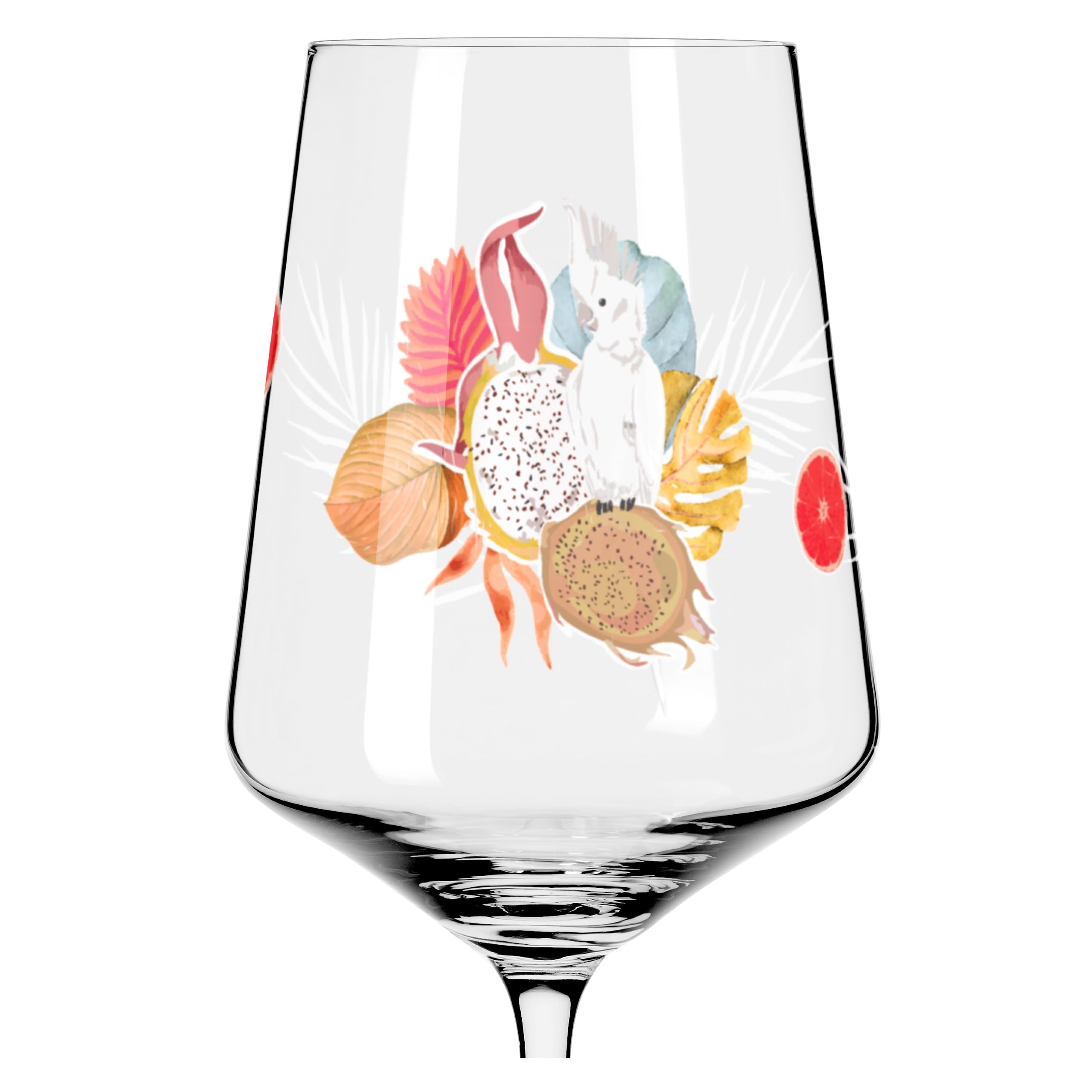 RITZENHOFF 6051004 Szklanki do aperitifu 500 ml - zestaw 4 szt. - seria Sommerrausch - motyw roślin tropikalnych - Made in Germany, pomarańczowy