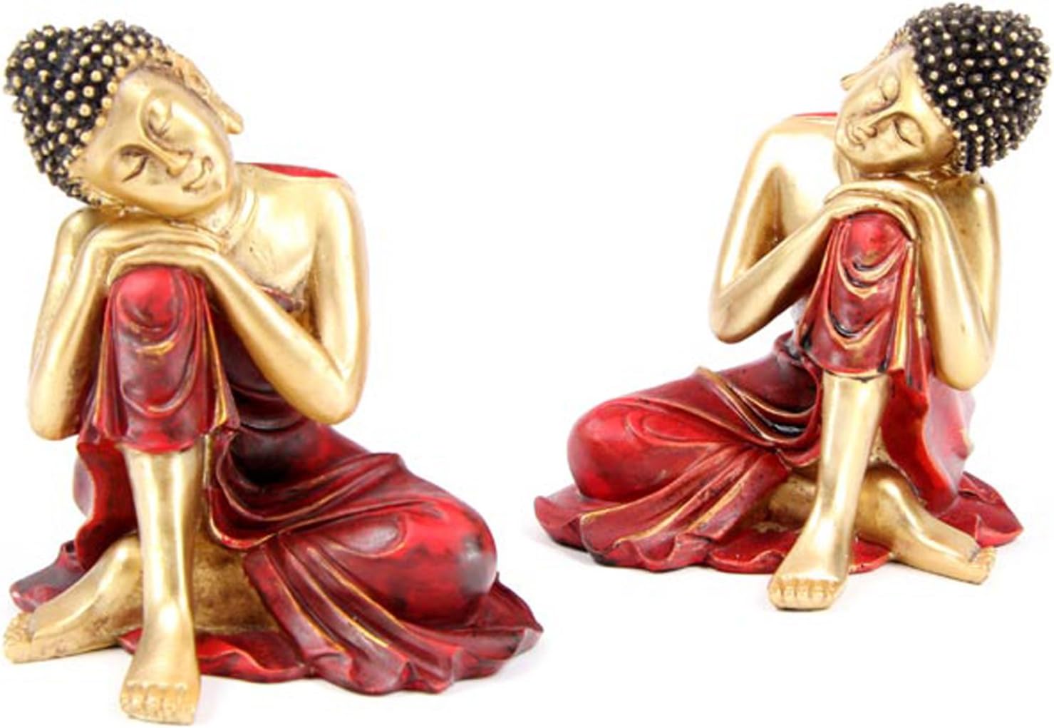 Pair of Gold and Red Thai Buddha