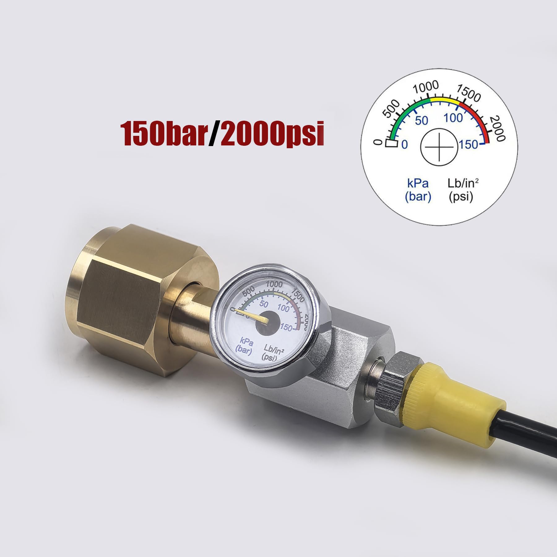 DRYHTEN Dispositivo di riempimento esterno per acqua di soda 2,5 m, pompa di benzina TR21-4, adattatore con manometro da 150 bar
