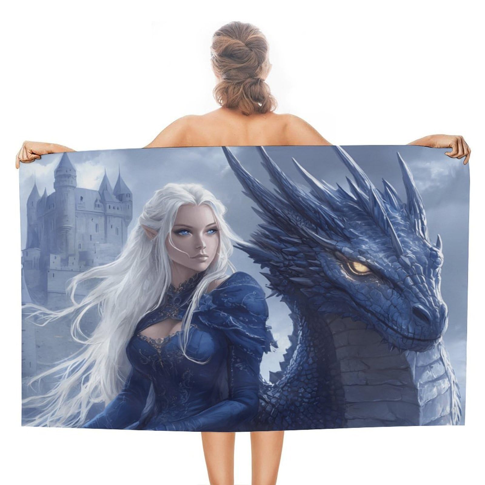 CGSBNGHA Dragon & Castle Beach Towels Soft Bathroom Bath Pool Swim Towels for Women Men