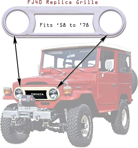Land Cruiser FJ40 Rejilla Bisel - Recubierto en Polvo - Serie FJ & BJ - '58 - '78 - Réplica