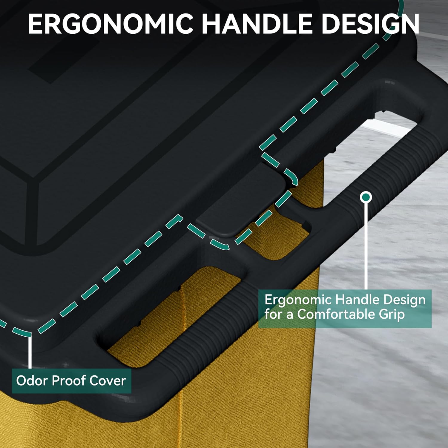 YITAHOME Cleaning Carts on Wheels, Janitorial Cart, 3-Shelf Commercial Traditional Plastic Housekeeping Cart, with 2 Yellow 25 Gallon Vinyl Bag and Pair of Rubber Gloves, Black image 4 of 6 B0CM6PP6YL