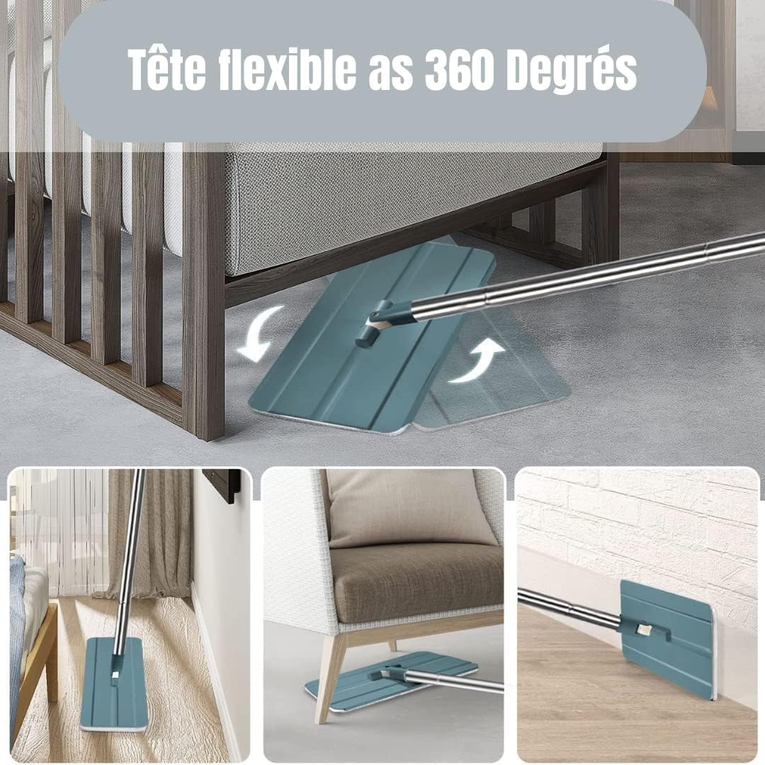Venteo Balai Autoclean Mop 360° avec Seau Double Compartiment | Serpillière Microfibre Ultra Absorbante | Système de Nettoyage Mains Libres | Balai Serpillère Pivotant pour Sols Durs & Carrelage