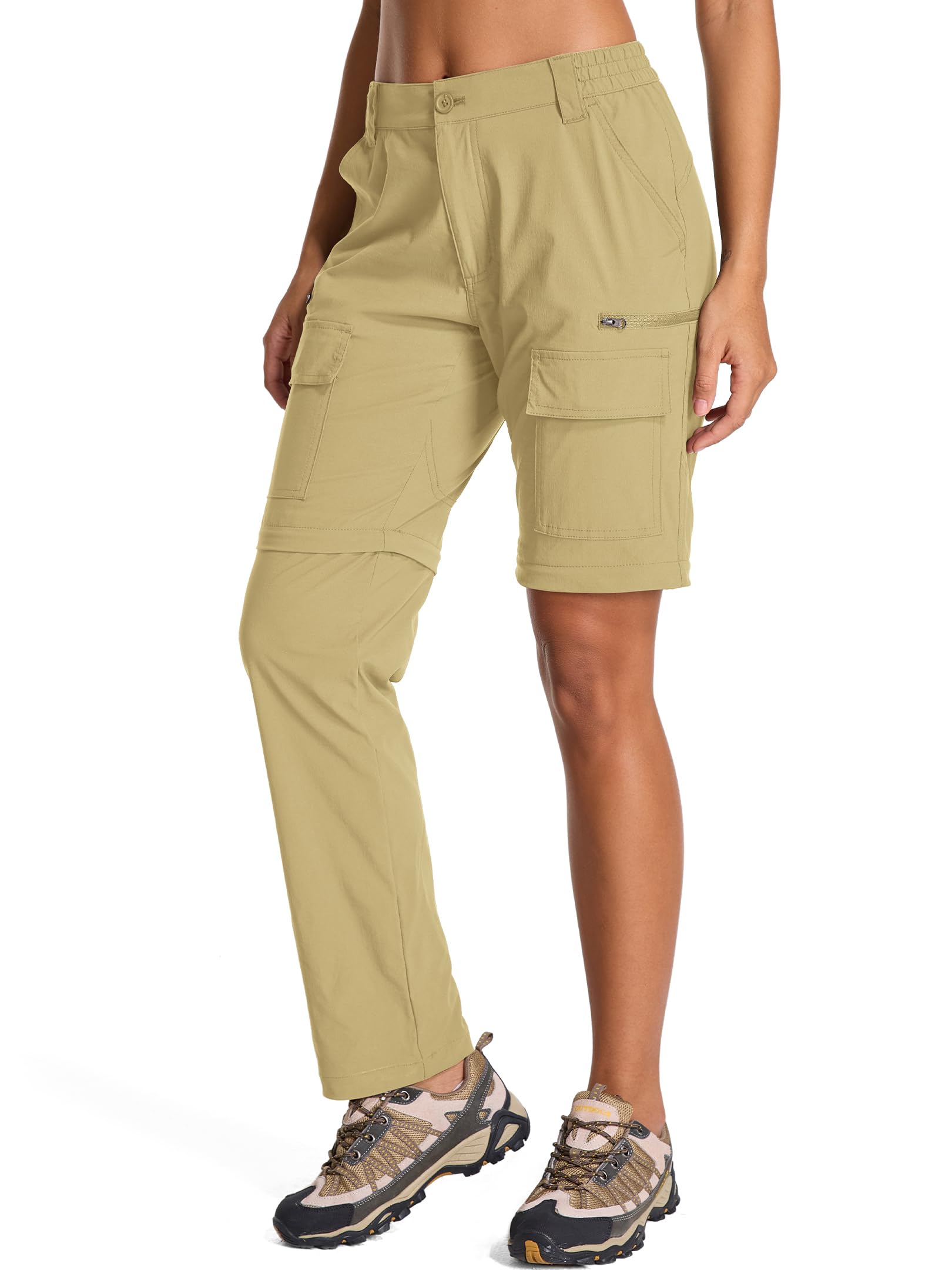 Libin Wandelbroek Dames Cargo Joggingbroek Outdoorbroek Trekkingbroek Lichtgewicht Sneldrogende Joggers, Zilveren Salie M