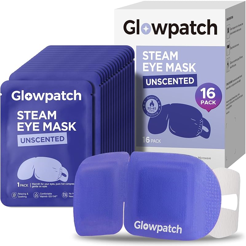 Máscaras térmicas descartáveis para os olhos Glowpatch, sem fragrância, pacote com 16