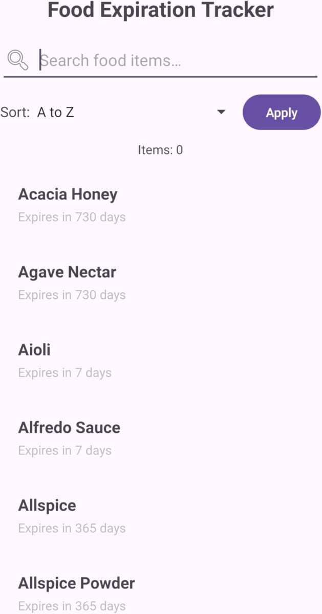 Food Expiry Dictionary — view 2