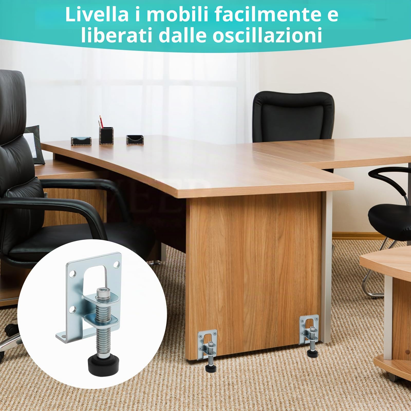 4 Pezzi Piedini di Livellamento per Impieghi Gravosi, Piedino Livellatore Mobili, Piedini Mobili Regolabili Carichi Pesanti per Tavolo, Divano