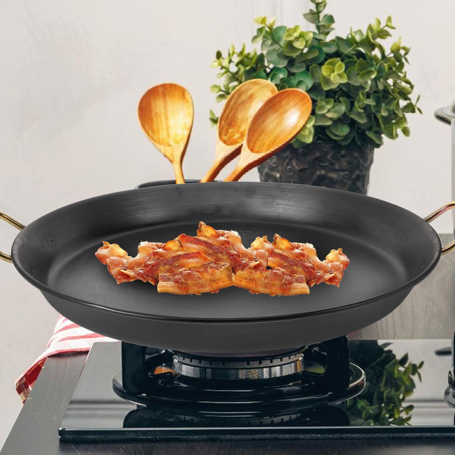 Cabilock Non-Stick Cast Iron Pancake Frying Pan with Dual Handles Thick Bottom for Even Heating for Cooking Eggs Omelettes and Breakfast Multi-Use Kitchen Essential