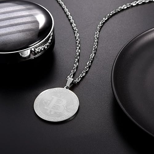 Miniatura 9 de PROSTEEL Bitcoin - Collar con colgante digital de criptomonedas criptomonedas dinero mundial collar de Bitcoin Simbol regalo para élella