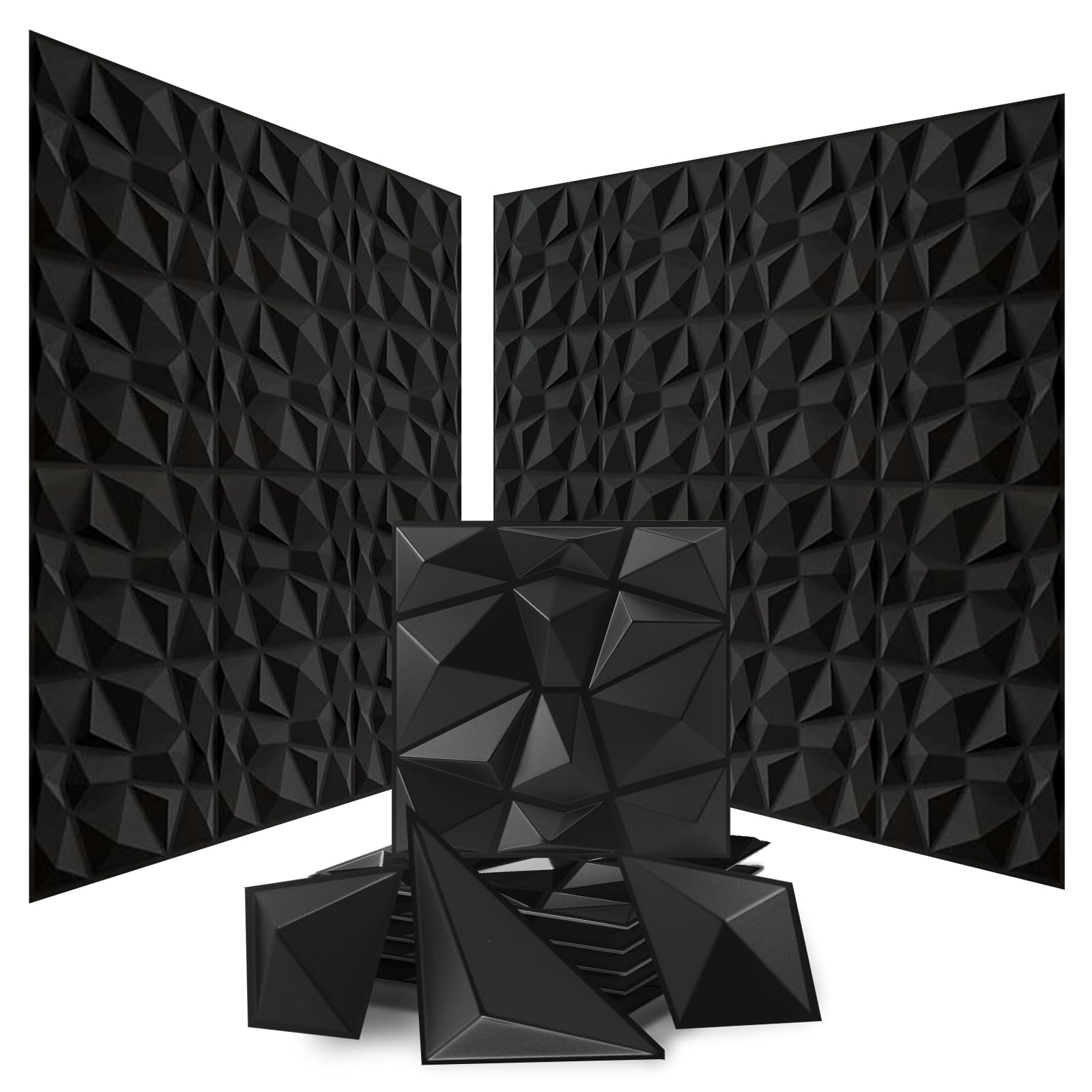 Swehooirt 100 Pack 3D Wall Panels Diamond Design, 97 Sq.Feet PVC Interior Décor, 11.8"x11.8", 3D Sound Proofing Panels for Living Room Gaming Room Decor Bathroom Ceiling Panels Bedroom Media Wall