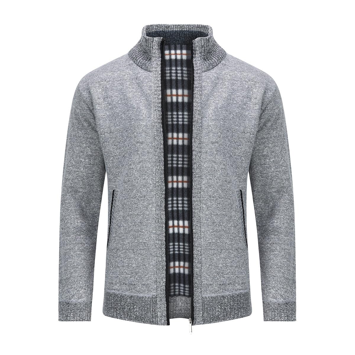 KTWOLEN Mannen Vest Trui Slim Fit Button Up Knitwear Fleece Gevoerde Vesten Lange Mouw Geribbelde Gebreide Jas Met Voorzakken, Donkergrijs, XL KTWOLEN Mannen Vest Trui Slim Fit Button Up Knitwear Fleece Gevoerde Vesten Lange Mouw Geribbelde Gebreide Jas Met Voorzakken, Donkergrijs, XL