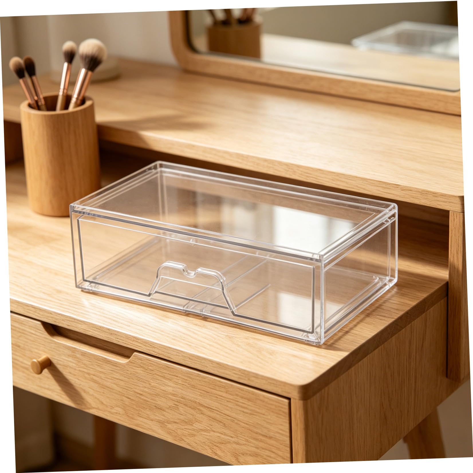 Tiroirs de Rangement Visibilité Claire Lot de 2 Acrylique Transparent Empilables et Design Élégant pour Cosmétiques pour Organisation Bureau ou Salle de Bain